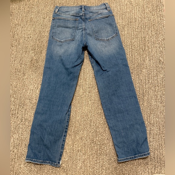 FRAME Le High Straight Jeans Women’s 26 Distressed Raw Hem Medium Wash - Picture 4 of 4